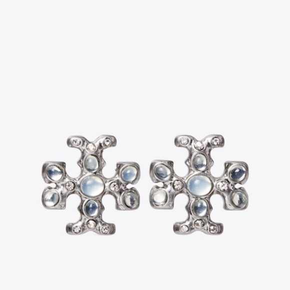 Tory Burch Roxanne Jeweled Stud Earrings w Dust Bag NWOT - Picture 1 of 5